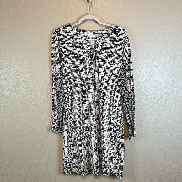 IBKUL Dress Icefil‎ COOL Zip Long Sleeve M Geo Key Black White Outdoor UPF 50 - Picture 2 of 9